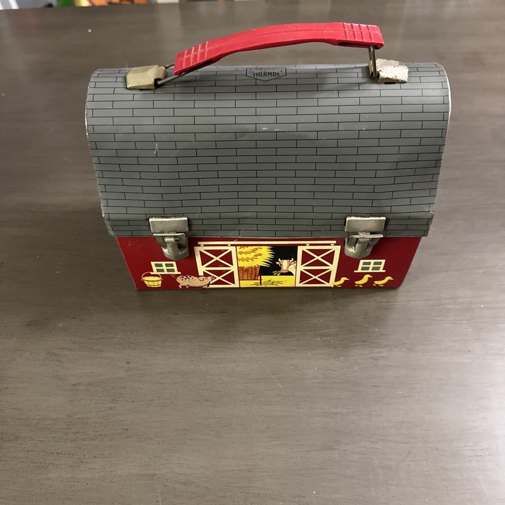 Vintage 1950's Thermos Brand Red Barn Lunchbox!!